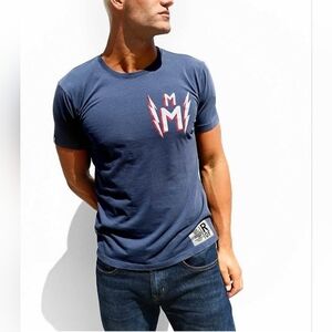 ROOTS OF FIGHT  Macho Man Randy Savage 100% Cotton Men Shirt Navy Medium NWT